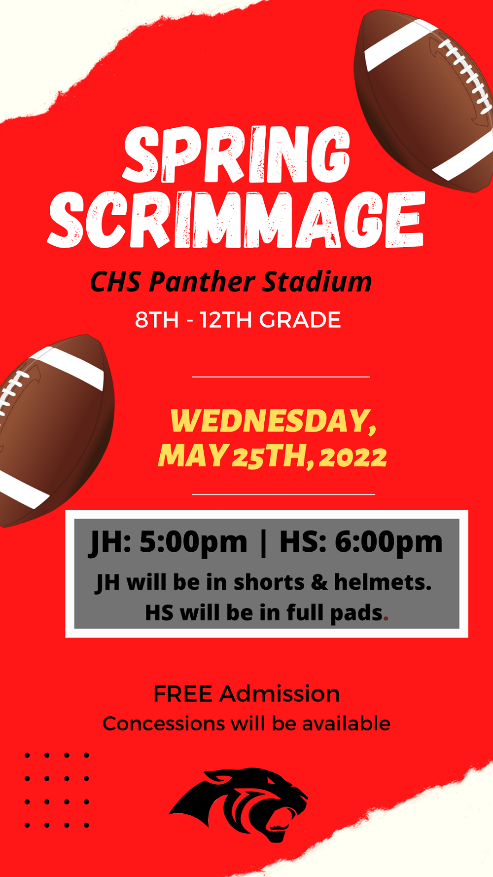 2022 Spring Football Scrimmage Flyer